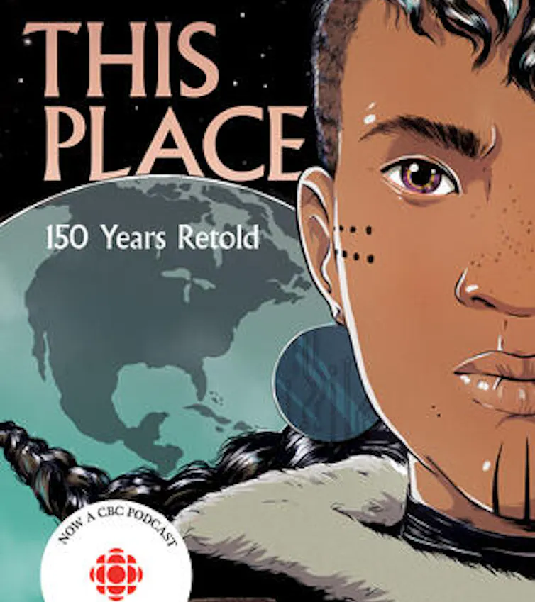 Image of a person's face with the words This Place.